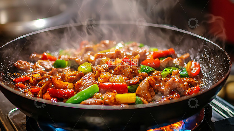 高清大图下载【趣麦麦图】热气腾腾的炒菜