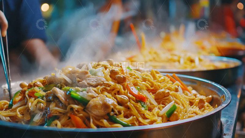 高清大图下载【趣麦麦图】热气腾腾的炒面美食