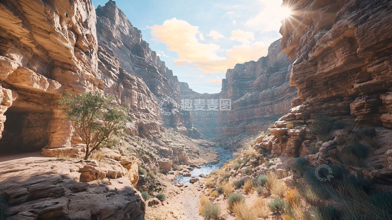 高清大图下载【趣麦麦图】峡谷阳光下的绿洲