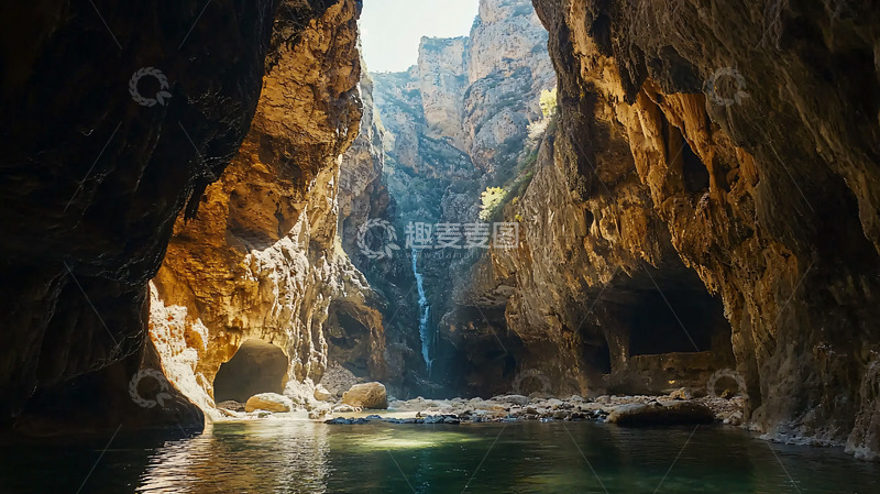 高清大图下载【趣麦麦图】峡谷溪流瀑布