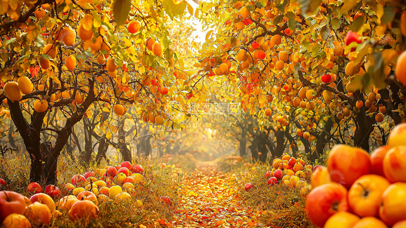 高清大图下载【趣麦麦图】秋日苹果园小径