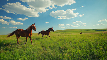 草原上的两匹马