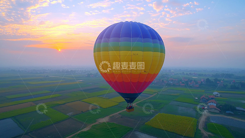 高清大图下载【趣麦麦图】热气球日出景色
