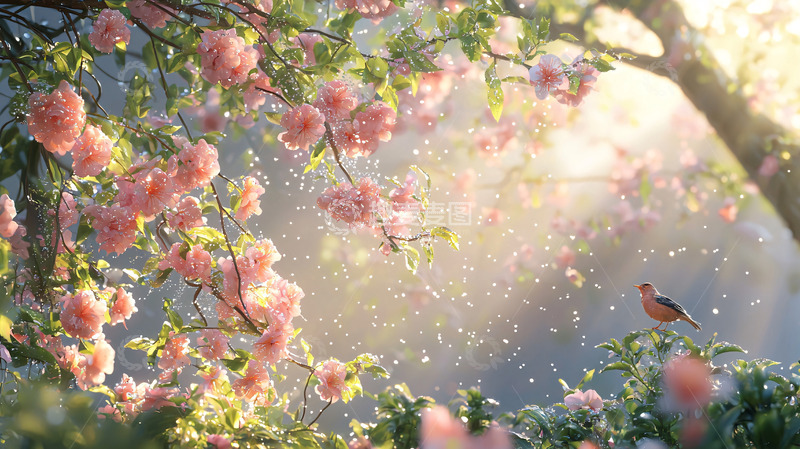 高清大图下载【趣麦麦图】阳光下的粉色花朵