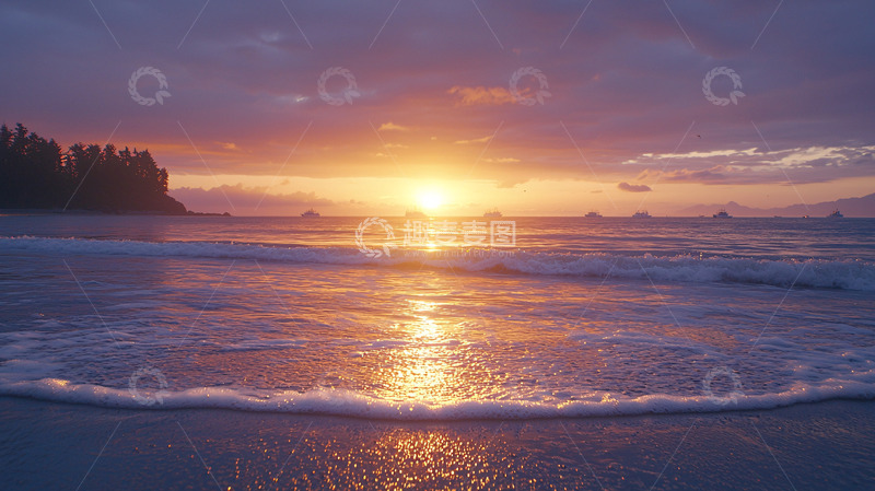 高清大图下载【趣麦麦图】海边日落