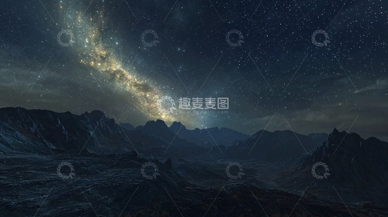 高清大图下载【趣麦麦图】星空下的山脉