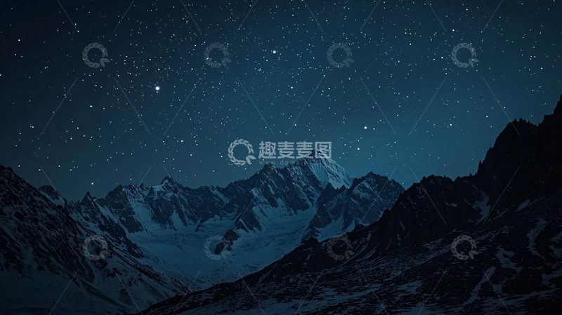 高清大图下载【趣麦麦图】星空下的雪山
