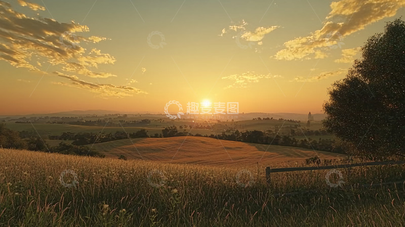 高清大图下载【趣麦麦图】傍晚的田园风光