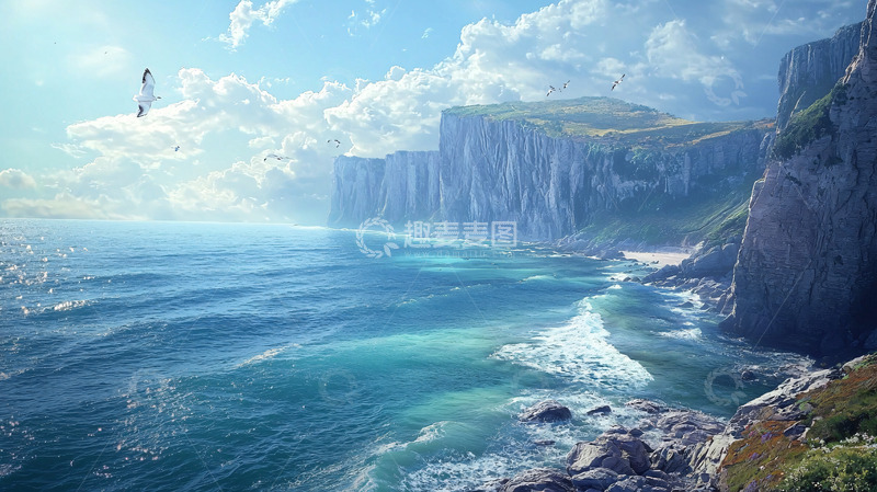 高清大图下载【趣麦麦图】海边悬崖峭壁
