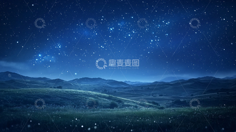 高清大图下载【趣麦麦图】星空下的山峦