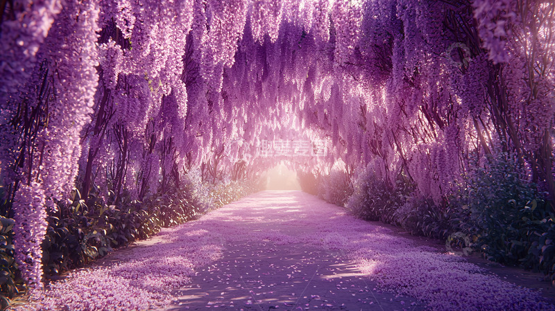 高清大图下载【趣麦麦图】紫藤花隧道