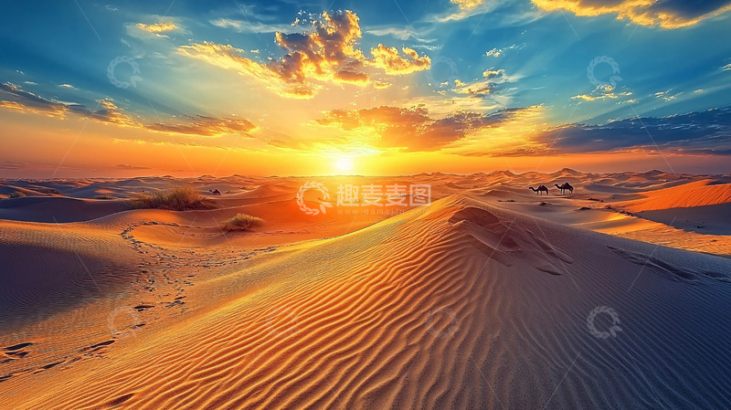 高清大图下载【趣麦麦图】沙漠日落