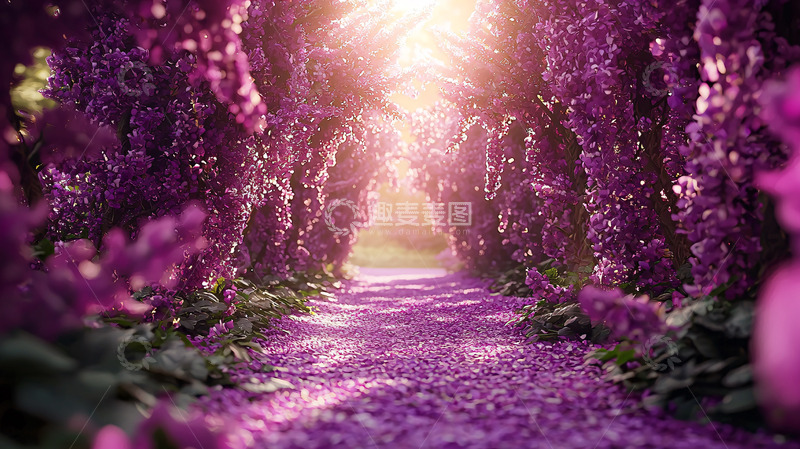 高清大图下载【趣麦麦图】紫藤花隧道