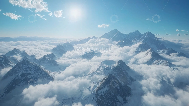 高清大图下载【趣麦麦图】雪山云海全景图
