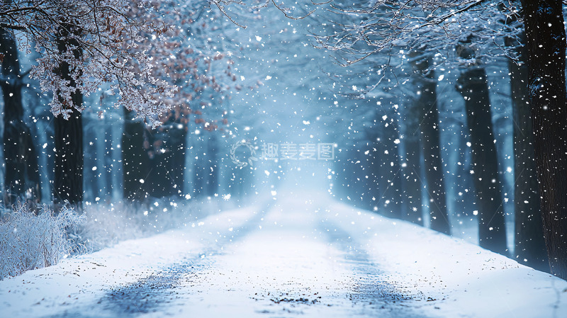 高清大图下载【趣麦麦图】雪景森林小路