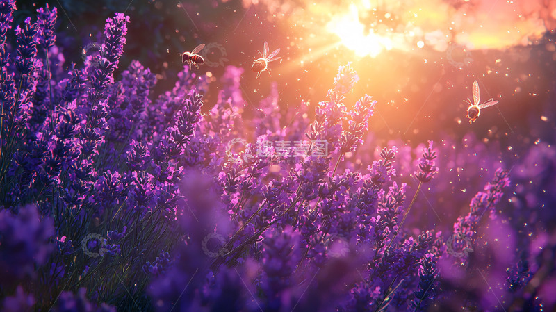 高清大图下载【趣麦麦图】阳光下的薰衣草田