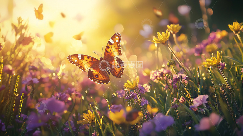 高清大图下载【趣麦麦图】阳光下的蝴蝶花田