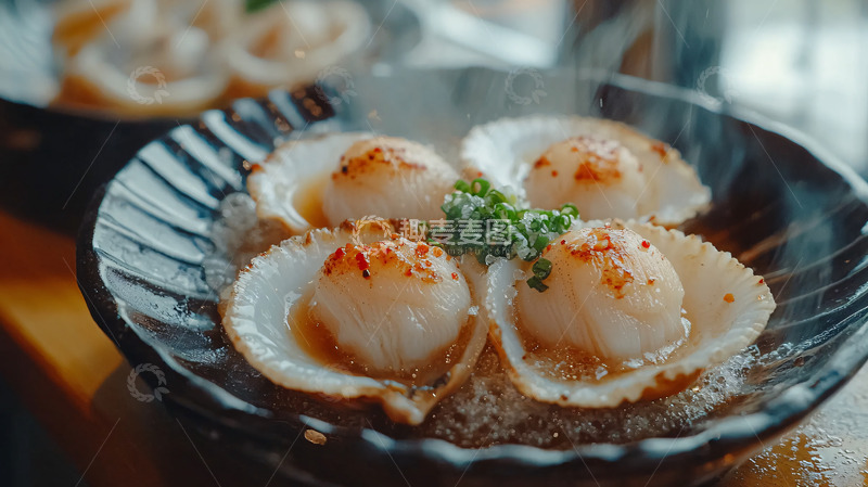 高清大图下载【趣麦麦图】烤扇贝