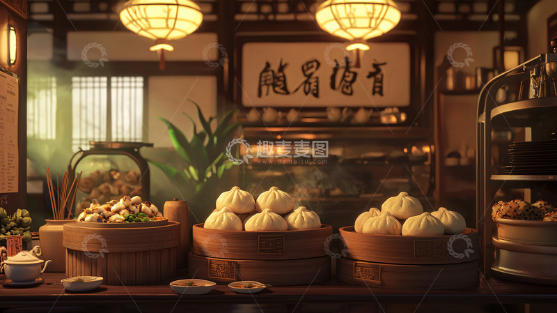高清大图下载【趣麦麦图】古风包子铺