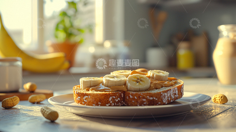 高清大图下载【趣麦麦图】花生酱香蕉三明治