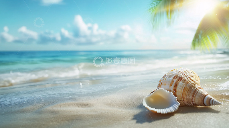 高清大图下载【趣麦麦图】阳光沙滩贝壳海景