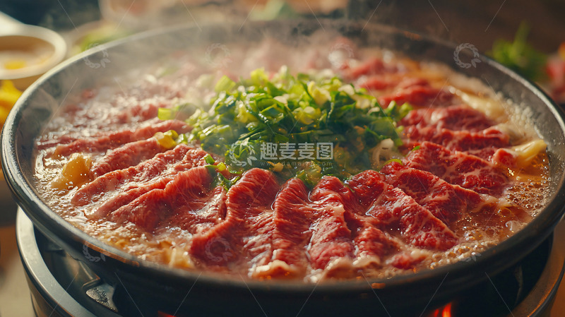 高清大图下载【趣麦麦图】滋滋冒油的牛肉火锅