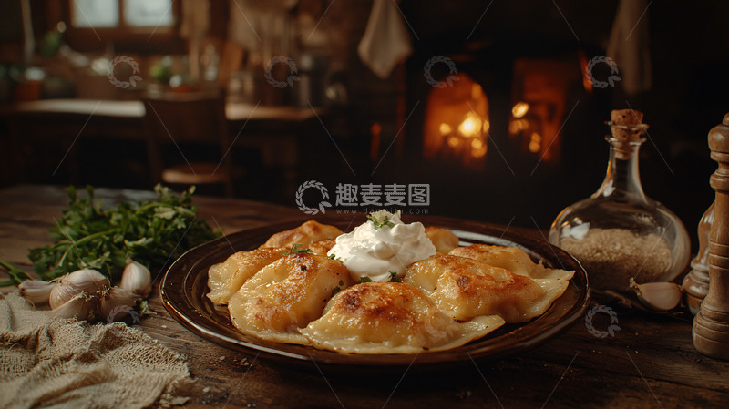 高清大图下载【趣麦麦图】乡村风格的烤土豆饺子
