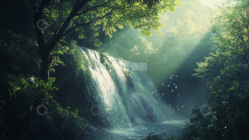 高清大图下载【趣麦麦图】森林瀑布
