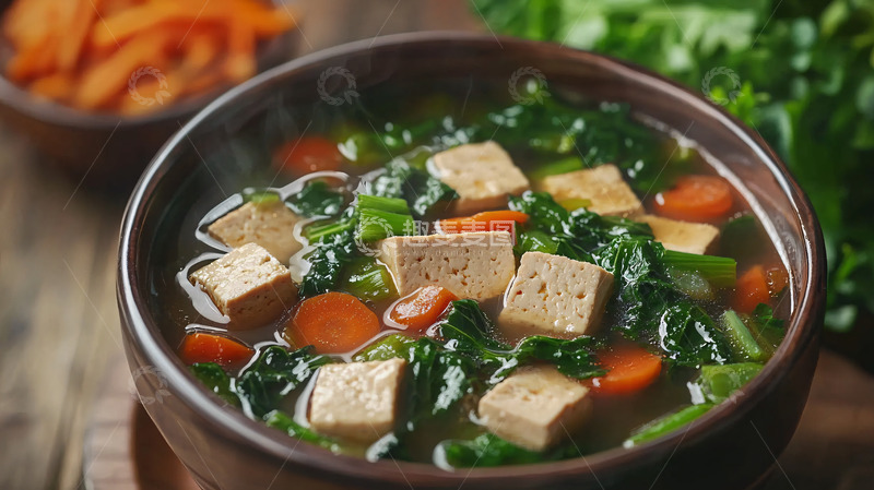 高清大图下载【趣麦麦图】豆腐蔬菜汤