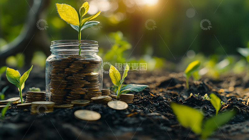 高清大图下载【趣麦麦图】玻璃瓶中生长的嫩芽