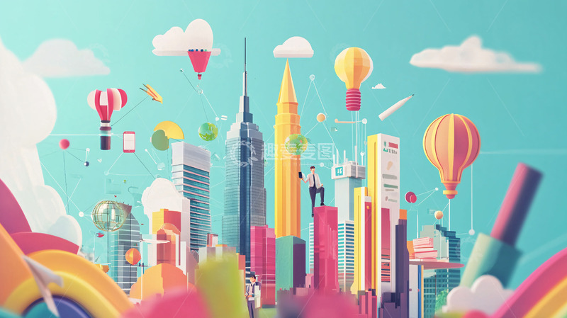 高清大图下载【趣麦麦图】创意城市插画