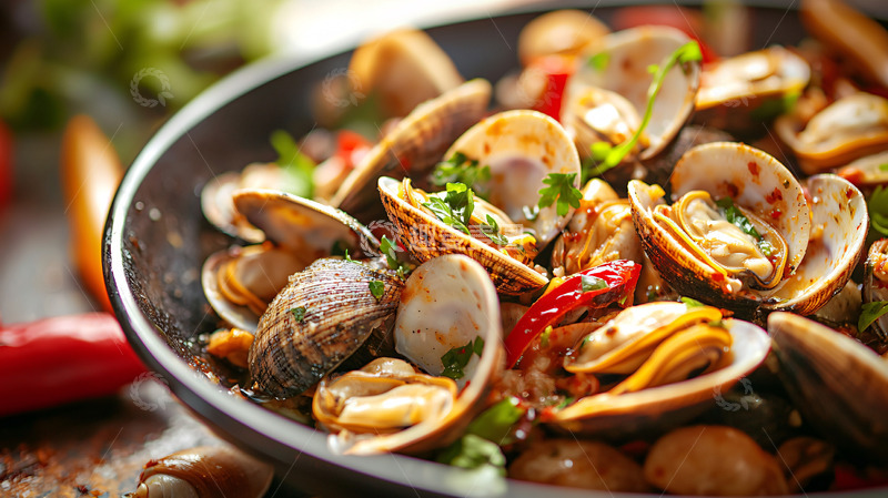 高清大图下载【趣麦麦图】香辣炒花蛤
