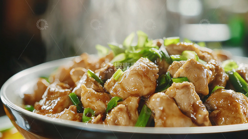 高清大图下载【趣麦麦图】香喷喷的鸡肉炒青葱
