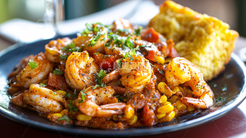 高清大图下载【趣麦麦图】香辣虾仁玉米面包