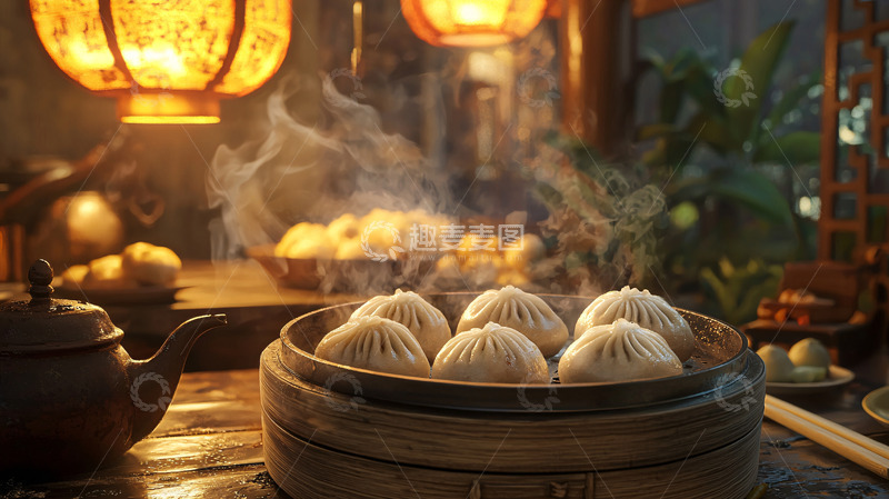 高清大图下载【趣麦麦图】古风蒸笼包子