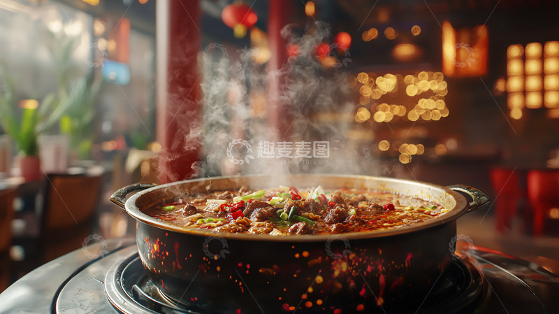 高清大图下载【趣麦麦图】冒着热气的小火锅
