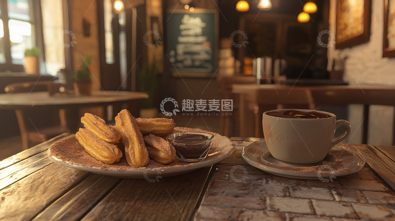 高清大图下载【趣麦麦图】西班牙油条巧克力