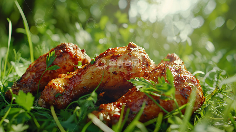 高清大图下载【趣麦麦图】户外烧烤鸡翅