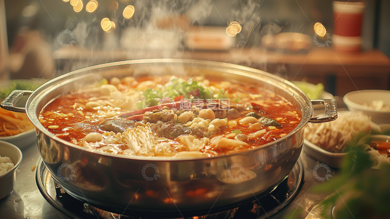 高清大图下载【趣麦麦图】冒着热气麻辣鲜香火锅
