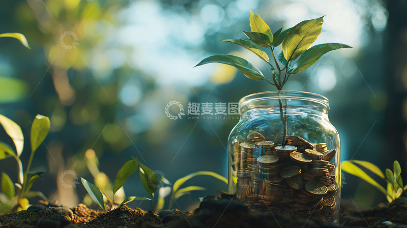 高清大图下载【趣麦麦图】玻璃罐中生长的幼苗