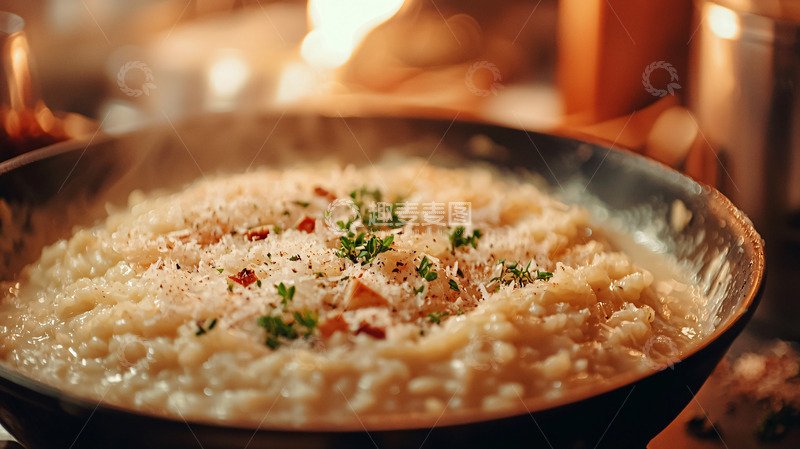 高清大图下载【趣麦麦图】热气腾腾的奶香烩饭
