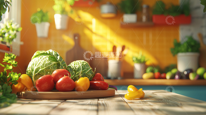 高清大图下载【趣麦麦图】阳光厨房蔬菜水果