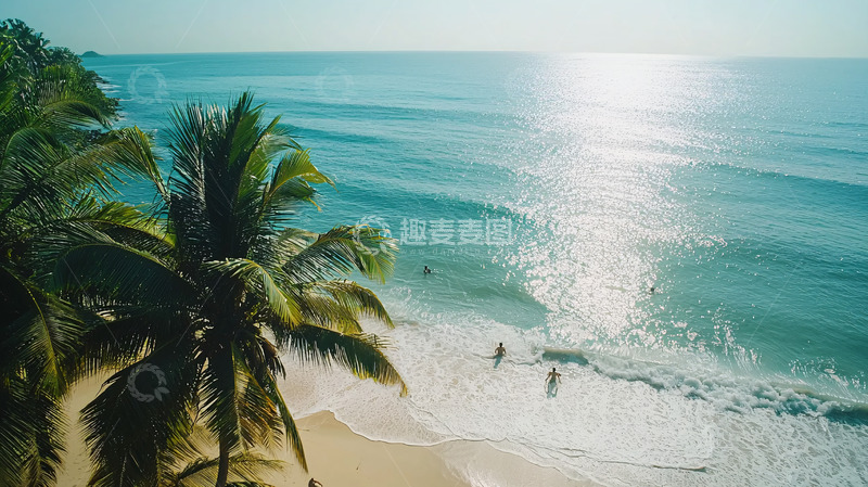 高清大图下载【趣麦麦图】阳光沙滩海浪椰树