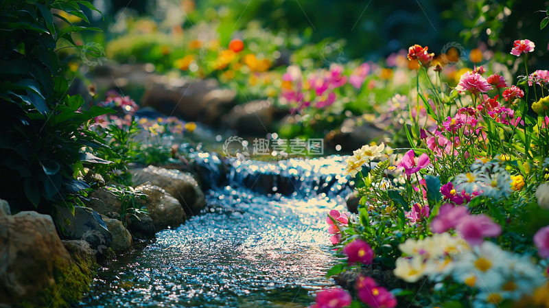 高清大图下载【趣麦麦图】溪流旁盛开的鲜花