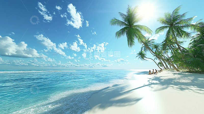 高清大图下载【趣麦麦图】阳光沙滩椰树海景