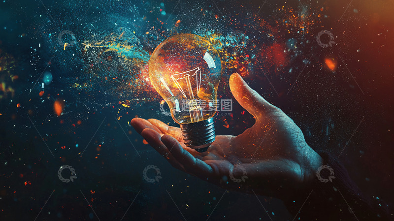 高清大图下载【趣麦麦图】手托闪耀灯泡