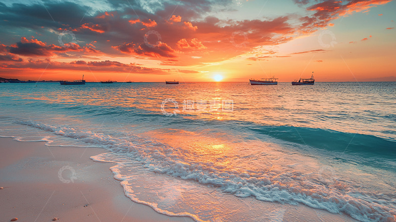 高清大图下载【趣麦麦图】海边日落