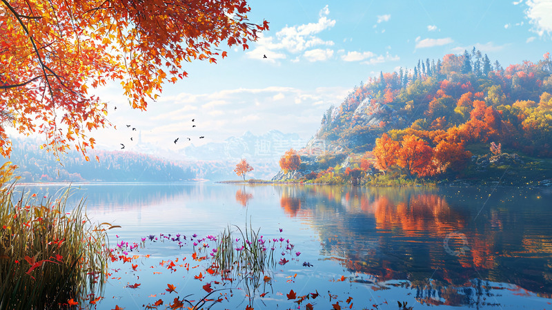 高清大图下载【趣麦麦图】秋日湖光山色