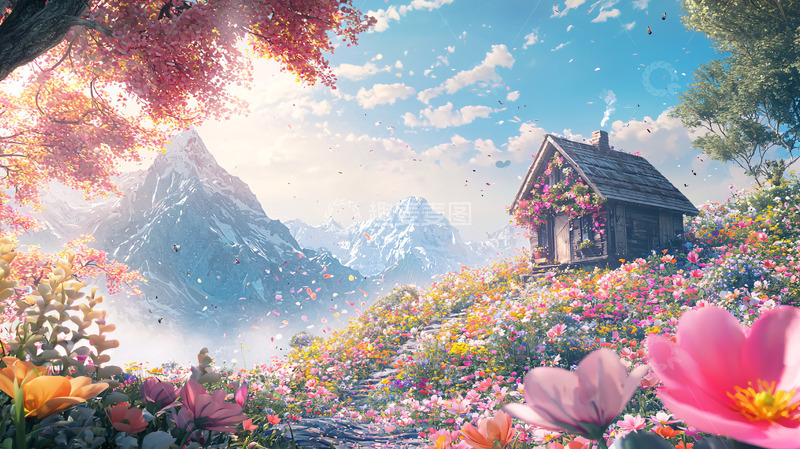 高清大图下载【趣麦麦图】梦幻山间小屋