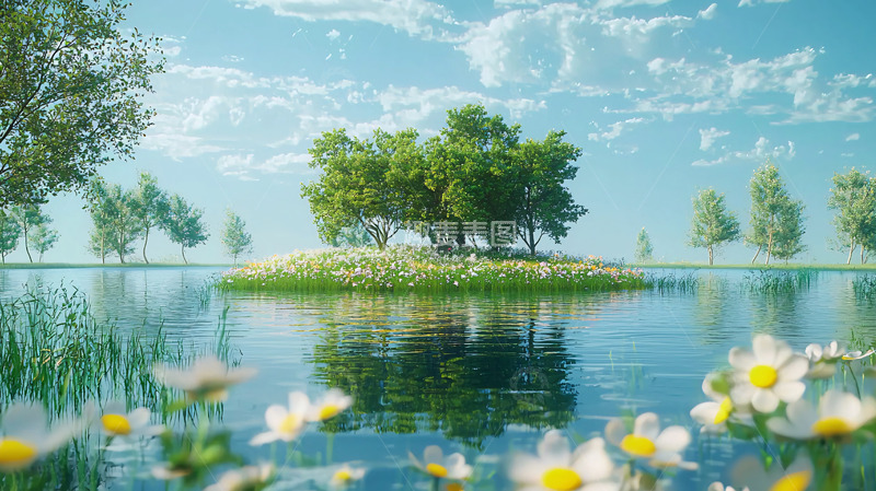 高清大图下载【趣麦麦图】湖心小岛